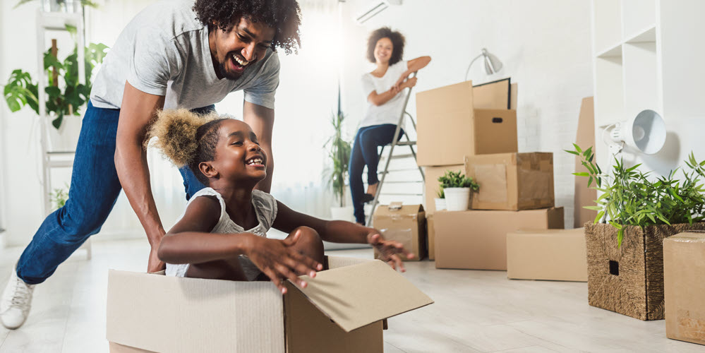 Happy family in new home.