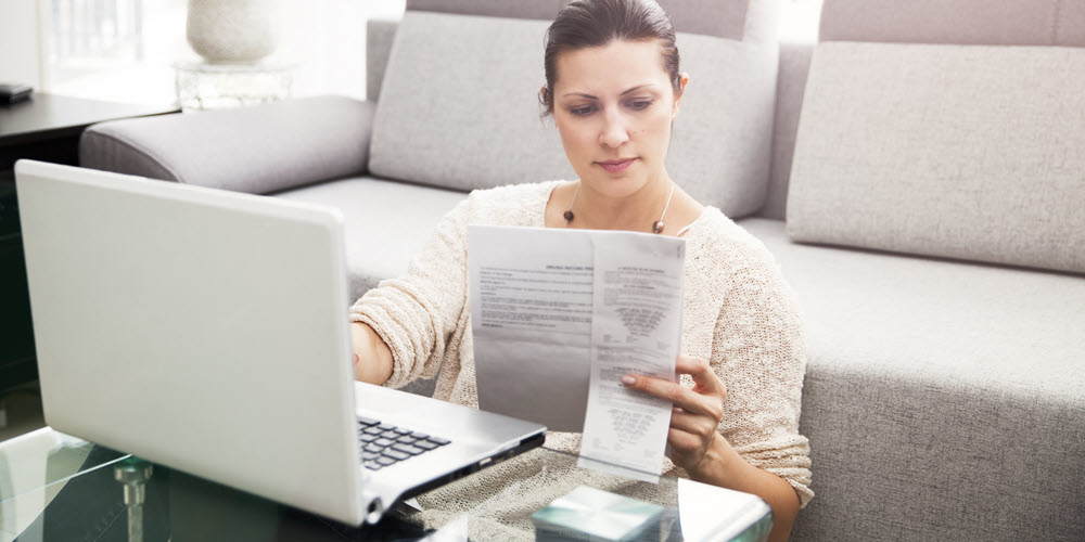 Woman filing her taxes