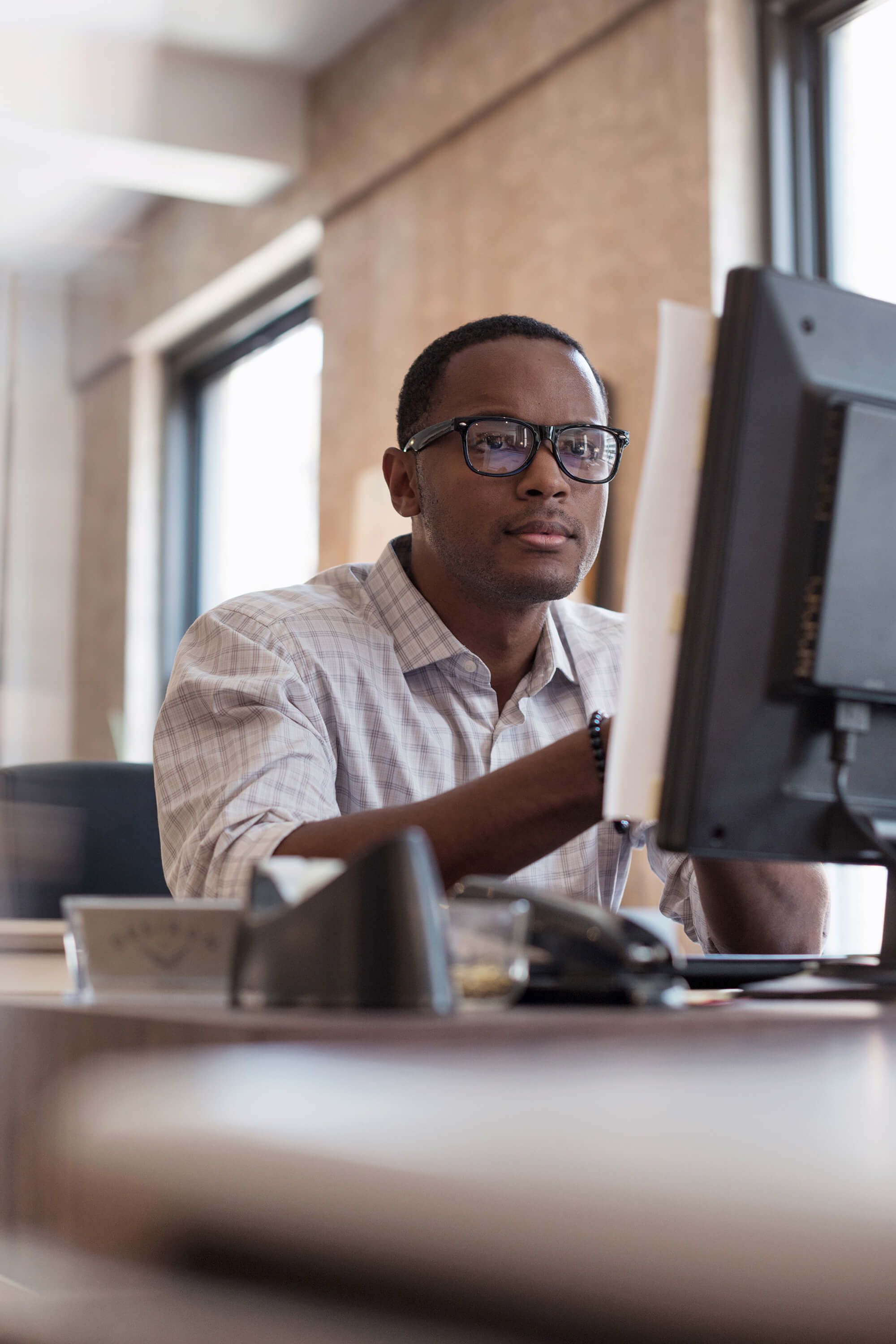 Man looking at computer