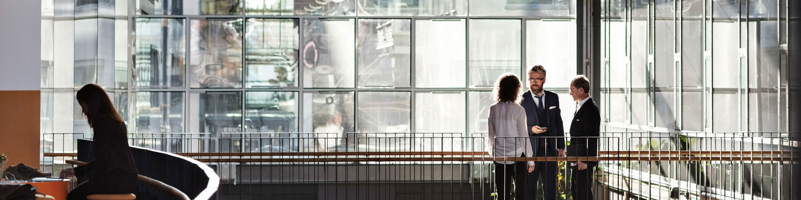 Office workers talking 