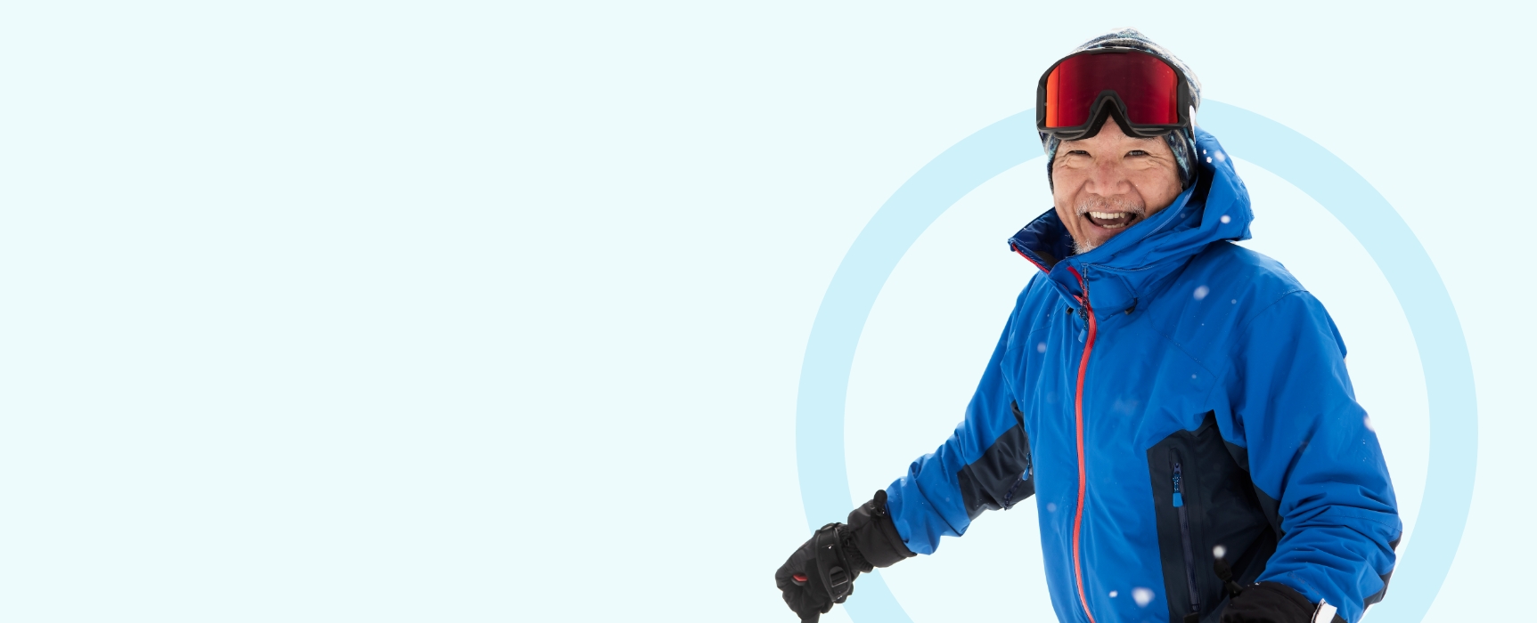 Smiling man skiing