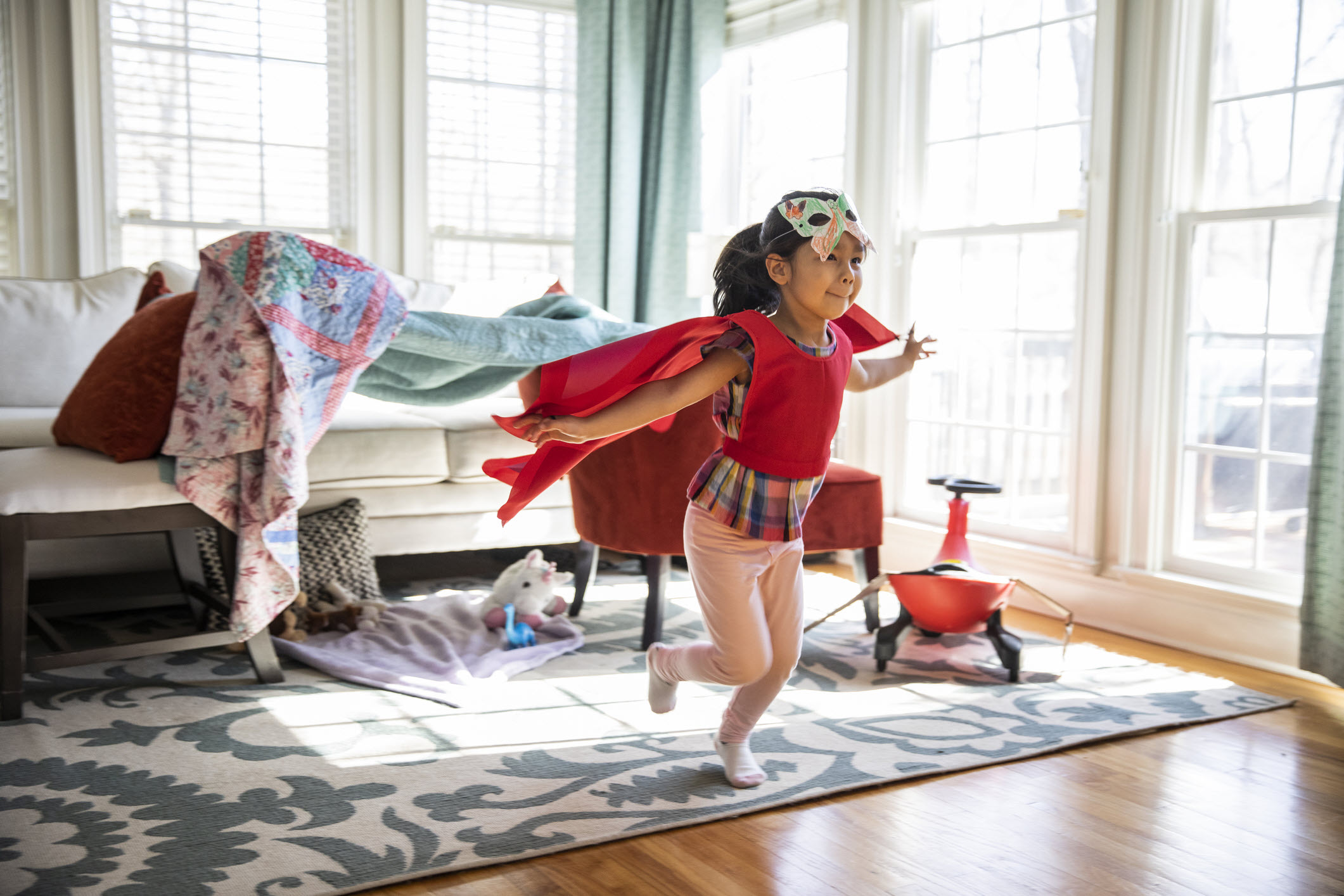 Girl in costume playing