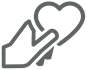 An icon of a hand holding a heart.