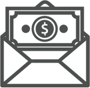 envelope with a dollar bill