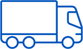 Blue icon of a box truck.