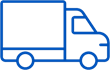 Blue icon of a box truck.