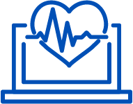 A blue icon representing IT and medical industries.