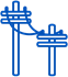 A blue icon of some utility power lines.
