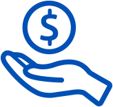 Icon of a dollar sign floating over an open palm