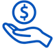 Icon of a dollar sign floating over an open palm