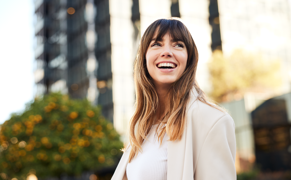 Business woman smiling.