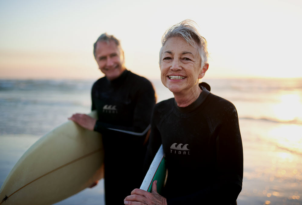 Couple surfing.